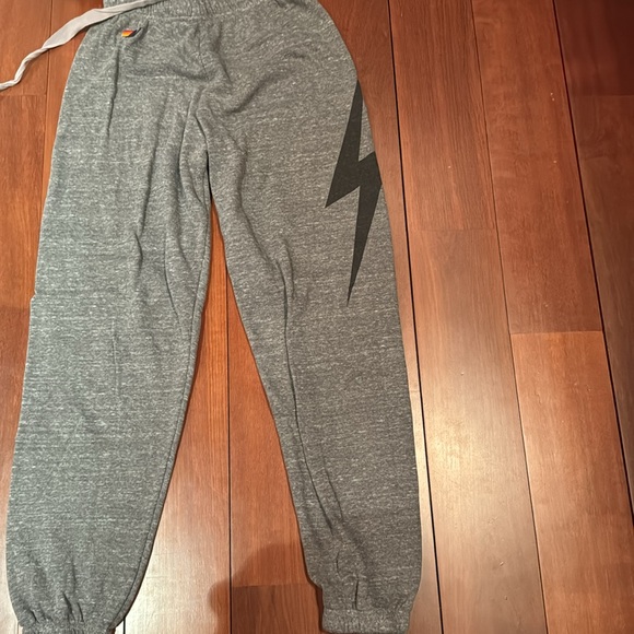 Aviator Nation Grey and Black Lightning Bolt Sweatpants - Picture 6 of 6